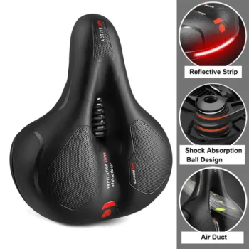 Hollow Breathable Bicycle Saddle Men & Women MTB Road Bike Saddle Shock Absorbing Comfortable Big Butt Bike Seat Safety Warning