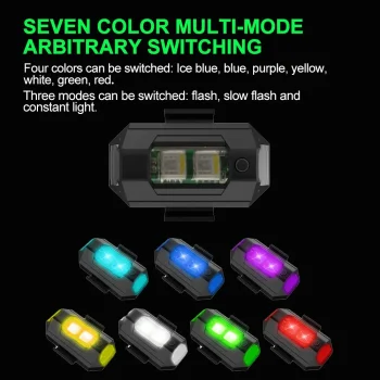 1Pc 7 Color Drone Strobe Light USB LED Anti Collision Bike Tail Model Aircraft Night Flying Mini Signal Flashing Warning Light
