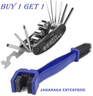Combo of Chain Cleaner Brush and 15 in 1 Multi Function Cycle Tools Kit Spoke Wrench Cycling Bicycle Chain Cleaner Brush Cycle