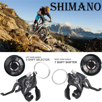 Bicycle Break Gear Shifter Shimano 3 X 7 21 Speed Cycling Disc Brakes Levers With Shift Cable 2Pcs Pair