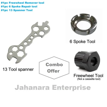 Bicycle 13 Spanner Tool with 6 Spoke Repair Freewheel Remover Tool Combo for Cycle Maintenance Tool Set Of 3 Bike