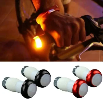 1 Pair Safety Cycling Bike Turn Signal Handle Bar End Plug LED Red Light Lamp Magnetic Handle Light Night Riding Warning