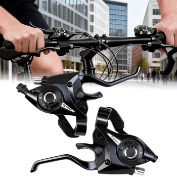 Mountain Bike Brake Lever Bicycle Brake Shifter Set Visible Optical Gear Display Indicator With Brake Cable 3 Speed Left Side And 7 Speed Right Side