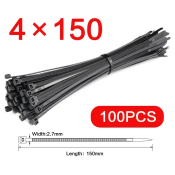 6 Inch 4x150mm Cable Tie 100 Pcs Black Nylon Plastic Cable Tie