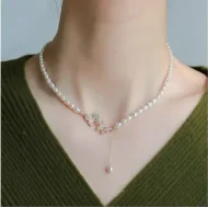Fashionable Trendy Butterfly Pendant Pearl Choker Necklaces for Girls Simple Stylish - Pearl Adjustable Women Necklace Jewelry Accessories Gift for Women Simple