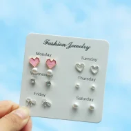 Week Earring Set Beaded Earings Ins Girl