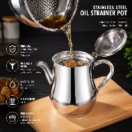 Stainless Steel Oil Strainer Pot Container Jug Storage with filter Cooking Oil Pot