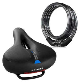 Premium Bicycle Seat with Lock, Extra Wide Soft Cushion Saddle, Anti-Theft Bike Lock, Fits All Cycles
