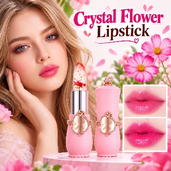 1Pcs Emaymei Transparent Jelly Lipstick, Waterproof Crystal Jelly Lipstick with Flower Inside