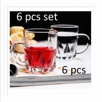 Image of Glass Tea Mug Tea Cup Coffee Mug - 6Pcs