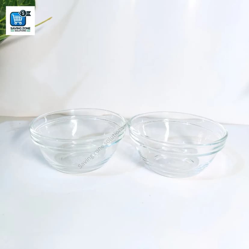 Image of 6 Pcs Round Glass Bowl Set Elegant Transparent Bowls for Serving Salads Snacks Desserts