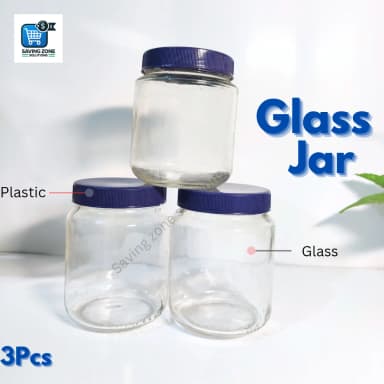 400ml 3 Pcs Premium Glass Jar Set for Kitchen Food Storage Airtight Containers