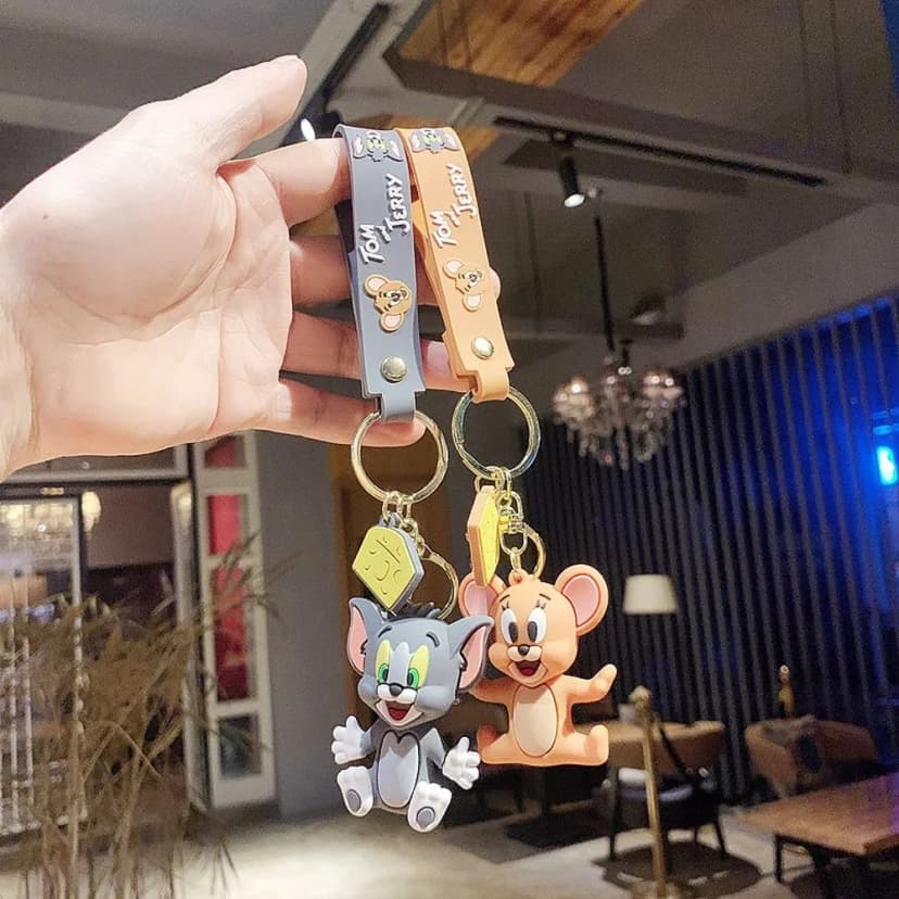 Image of TOM & JERRY Cute Keychain, trendy cartoon keychain accessory, bag pendant keyring for students