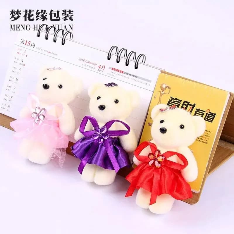 Image of Cute Princess Teddy Bear Keychain Small Plush Key Ring Special Gift For Girls Belt Bag Chain