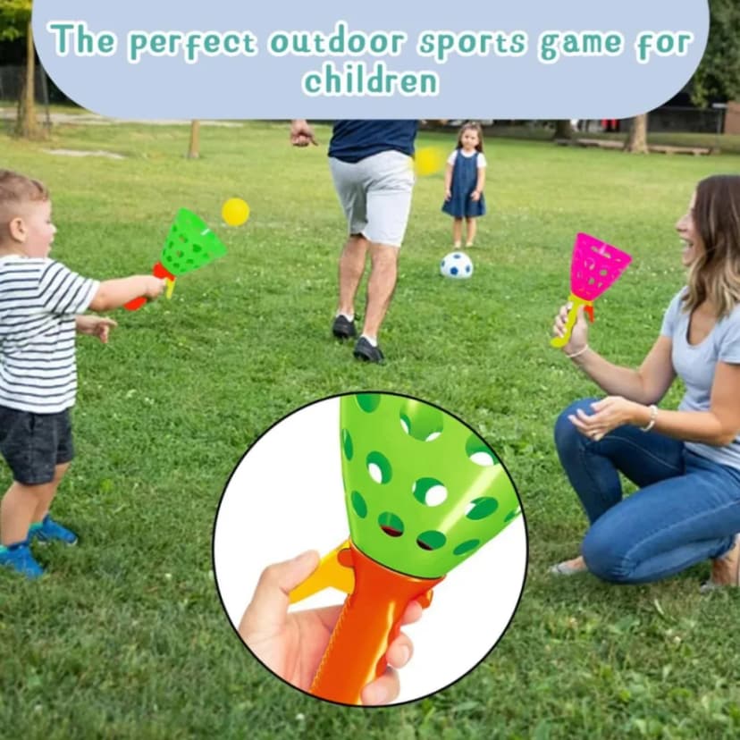 Image of Kids Toss Catch Ball Game Set Catcher Scoop Toss Toy for Children Outdoor Garden Backyard Play Activity 2 Rackets 4 Balls