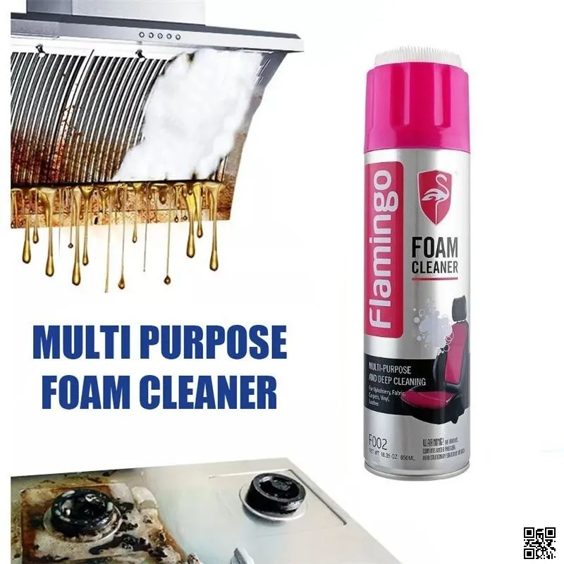 Flamingo Multi Purpose Foam Cleaner with Brush 650 ml Dry Wash Foam Cleaner Spray thumbnail 4