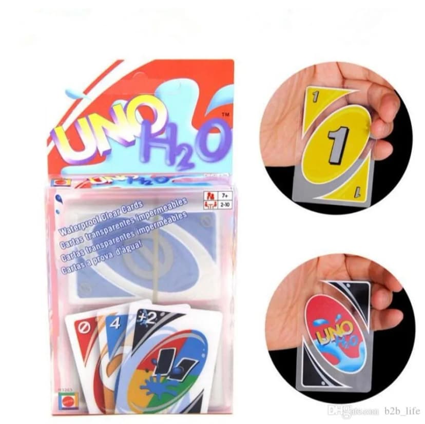 Image of Uno H20 Plastic Cards Waterproof Transparent Big Size - Family & Friends Card Playing Game