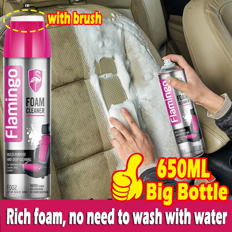 Flamingo Multi Purpose Foam Cleaner for Deep Cleaning Car Interior Leather Carpet and Upholstery 650 ML Car foam cleaner spray Car Cleaner Foam Cleaner Spray Suitable for car seats Dashboard Cleaner Car Cleaning Upholstery Spray 1