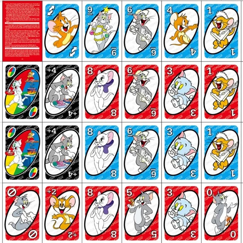 Image of Anime UNO Games TOM AND JERRY Card Game Cartoon Family Funny Entertainment Board Game Poker Cards