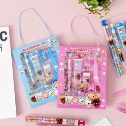 9 Pcs Stationery Set Kit Students Drawing Pencil Ruler Eraser Sharpener Ballpoint Pen Scissors Stationery Set Tools Gift Thumbnail 3