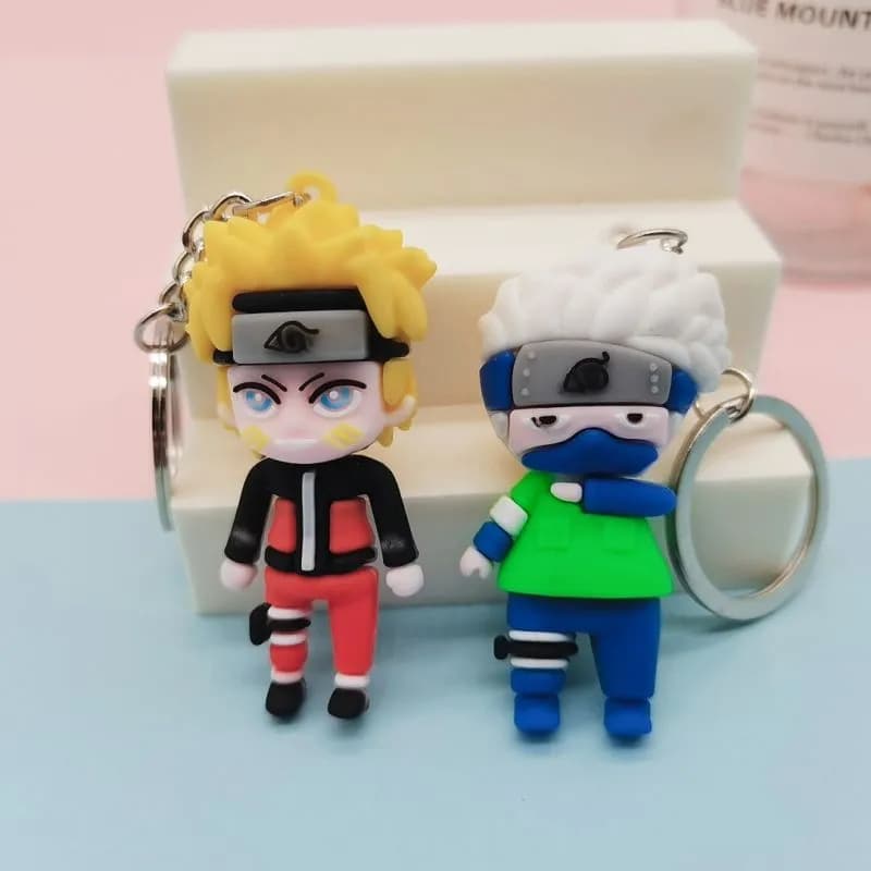 Image of Anime Naruto Keychain Fashion Jewelry Cartoon Figure 5CM PVC Keyring Uzumaki Kakashi Action Figures for Men Women Bag Pendant