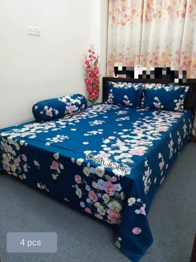 luxury panel cotton double size twill panel bed sheet size 7 8 feet King size with two pillow cover