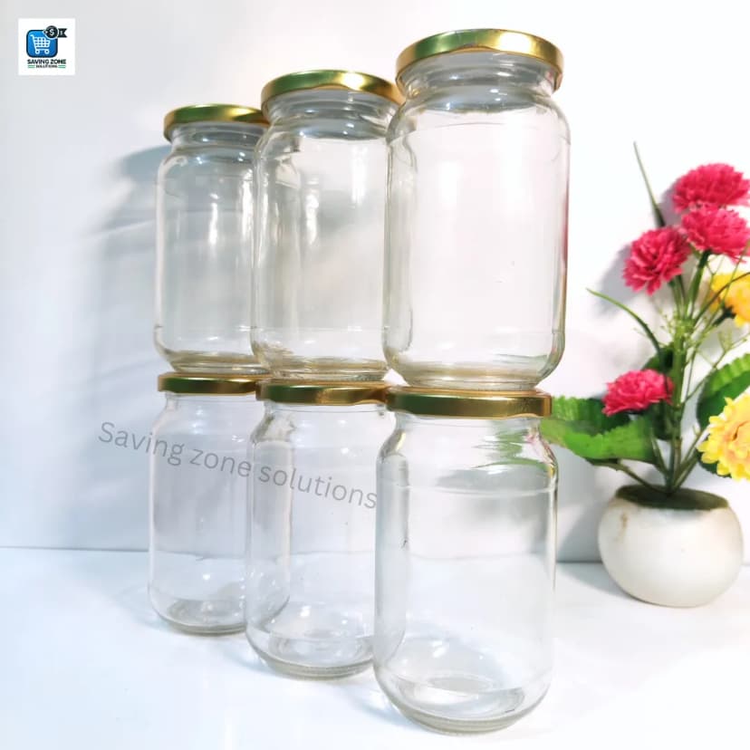 Image of 500 ml 4 Piece Fully Airtight Glass Jar Set for Kitchen and Dining Food Grade Glass Containers with Durable Steel Lids