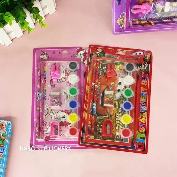 Image of 9002 stationery set 8 in 1 school supplies birthday party gift set multi-color watercolor drawing book set