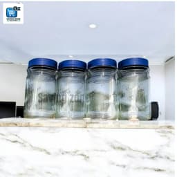 4 Pcs 500 ml Glass Jar with Blue Lid Glass Jar for Kitchen Glass Jar Container Elegant Durable Glassware Food Storage Solution Thumbnail 3