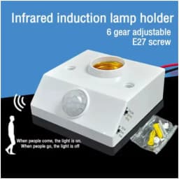 Induction Infrared Motion Sensor E27 LED Lamp Base Holder With Light Control Switch Bulb Socket Adapter Thumbnail 1