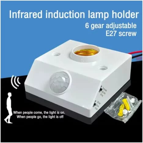 Image of Induction Infrared Motion Sensor E27 LED Lamp Base Holder With Light Control Switch Bulb Socket Adapter
