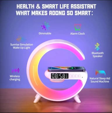 G63 4 In 1 Bluetooth Speaker 10W Multifunctional Wireless Charger LED Atmosphere RGB Night Light Alarm Clock Desk Lamp Bluetooth Speaker Wireless Charging Modern Speaker