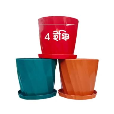 Flower tob 4 inch 3 pcs combo plastic pack flower pot Tub Indoor Camellia Planter With Tray
