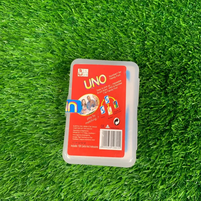 Image of Uno With Plastic Box Imported Classic Card Game 108 Pcs
