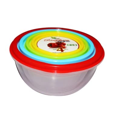 Transparent Plastic Rainbow Food Storage Box Container With Lid 4pcs Set