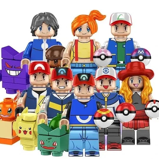 Image of Lego Pokemon Trainer Figures Building Blocks DIY Assembly Cartoon Educational Toy