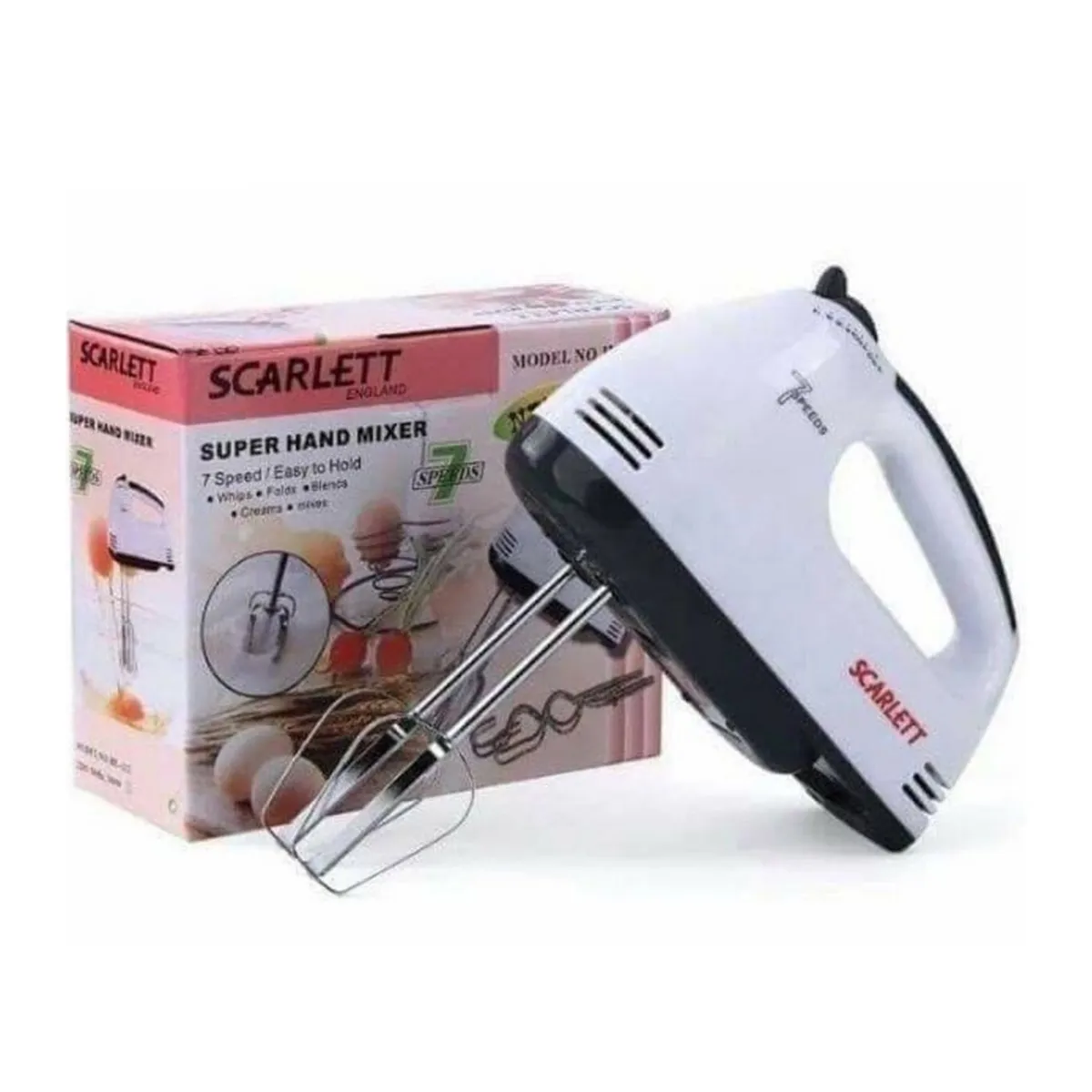 Scarlett 150 Watt Electric Egg Beater Cream Mixer 5 Speed Control Sweep Kitchen Utensils with 4 Stirrers thumbnail 5