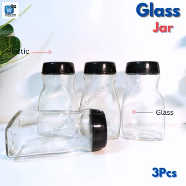 500 ml 3 Pcs Premium Glass Coffee Jar Glass Jar for Kitchen Dining Glass Jar Container for Food Storage High Quality Glassware Food Container