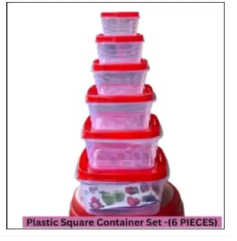 Image of Plastic Square Container Set 6 Pieces