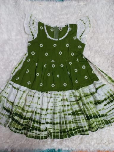 Green and whate batik baby dress