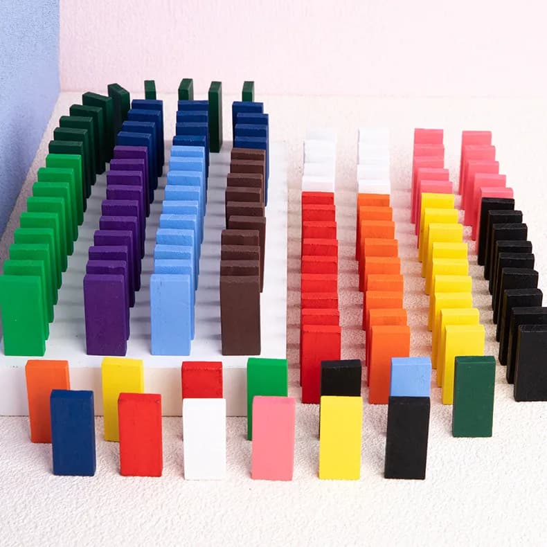 Image of 100Pc Plastic Domino Brick Set - Kids Colorful Plastic Dominoes Blocks Game Toys Set