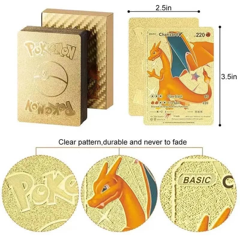 Image of Pokemon Card Toy Gold Black Silver Rainbow Cards English Action Figure Charizard Anime Party Birthday Gifts