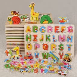 Wooden 3D Peg Puzzle English Alphabet Set - Montessori Smart Educational Toy For Children Thumbnail 3