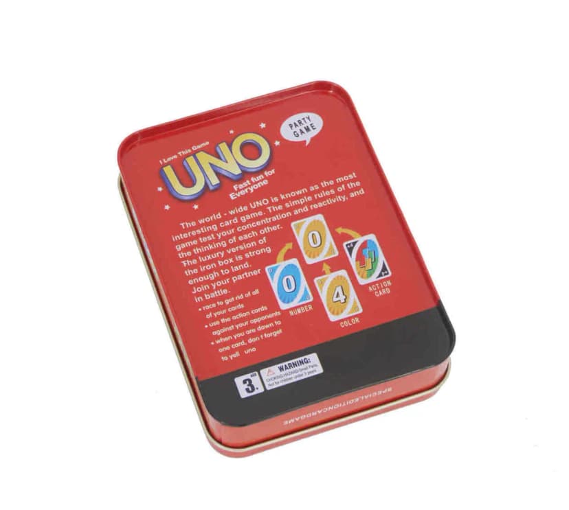 Image of UNO Cards Large on Tin Box Big -Steel Box Uno Card