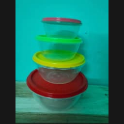 Transparent Plastic Rainbow Food Storage Box Container With Lid 4pcs Set Thumbnail 3