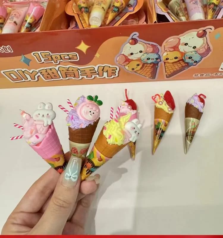 Image of Artificial Simulation Children Ice Cream Dessert Making Cake Model Handmade DIY Leisure Entertainment Small Toys - Not Edible Girls Toy Play & Dough