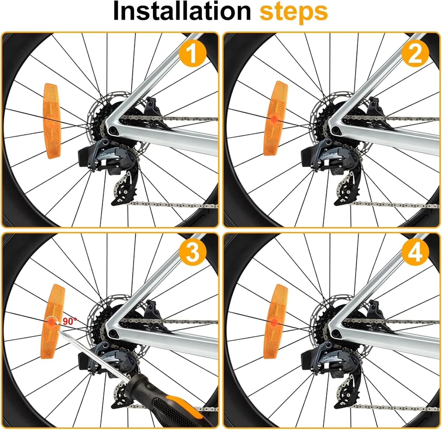 Reflectors for Bicycle Spokes Includes 4 Pcs Reflectors Spokes Bicycle Wheels 2 Pcs Reflectors Reflectors for Front Rear Bike Wheel for MTB Bicycle 6