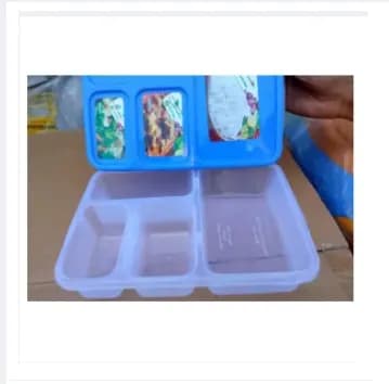 Image of 4 Container Plastic Multicolor Tiffin Lunch Box