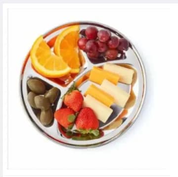 Image of Divided Plate/ Stainless Steel Plate/ Divided Plate 4 Section -(Diameter-27cm