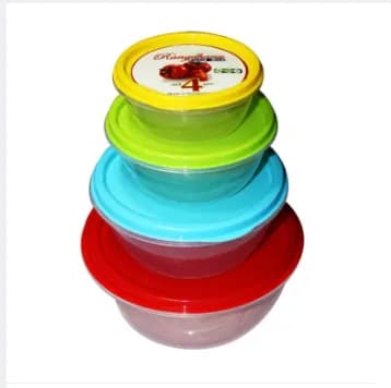 Transparent Plastic Rainbow Food Storage Box Container With Lid - 4pcs Set